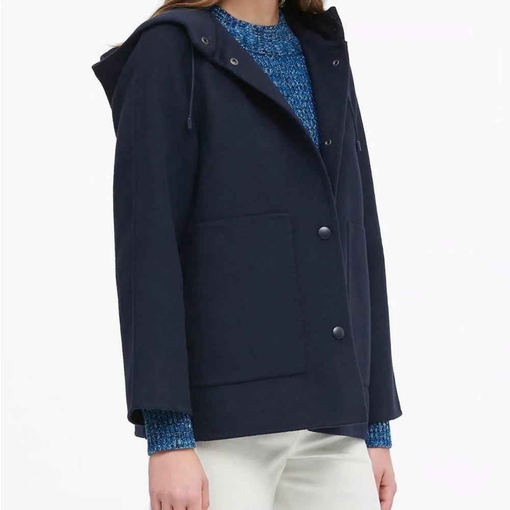 Banana Republic Women's Navy Double-Faced Hooded Jacket